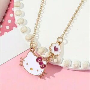 Hello Kitty White Gold Tone Pendant Necklace New